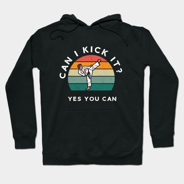 Can I Kick it? Retro Text Hoodie by Mix Master Repeat